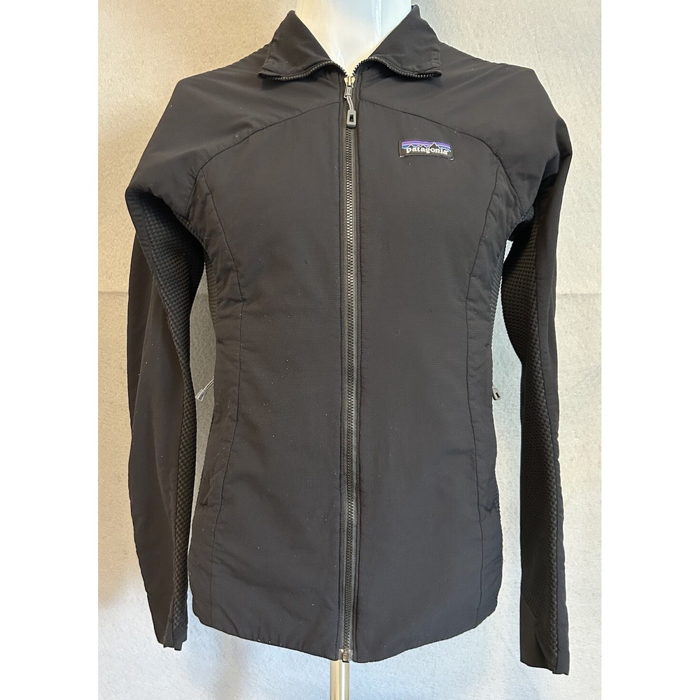 Women's Patagonia Black Full Zip Waffle Grid Jacket Size Med. Has Sleeve Logo